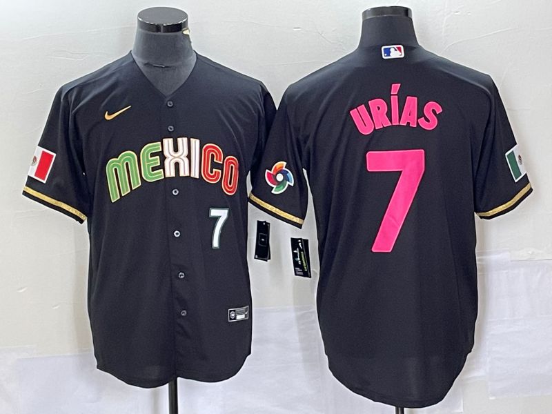 Men 2023 World Cub Mexico #7 Urias Black pink Nike MLB Jersey9->more jerseys->MLB Jersey